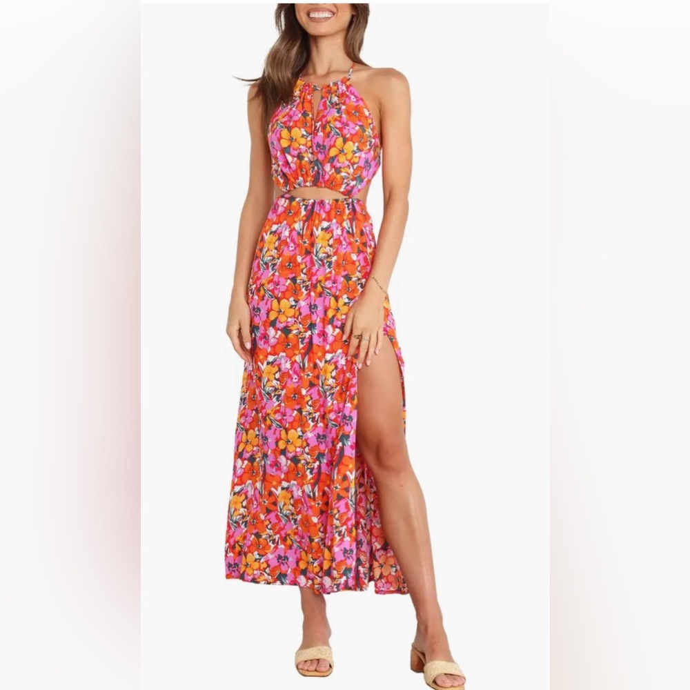 Strappy Floral Pink Maxi Dress